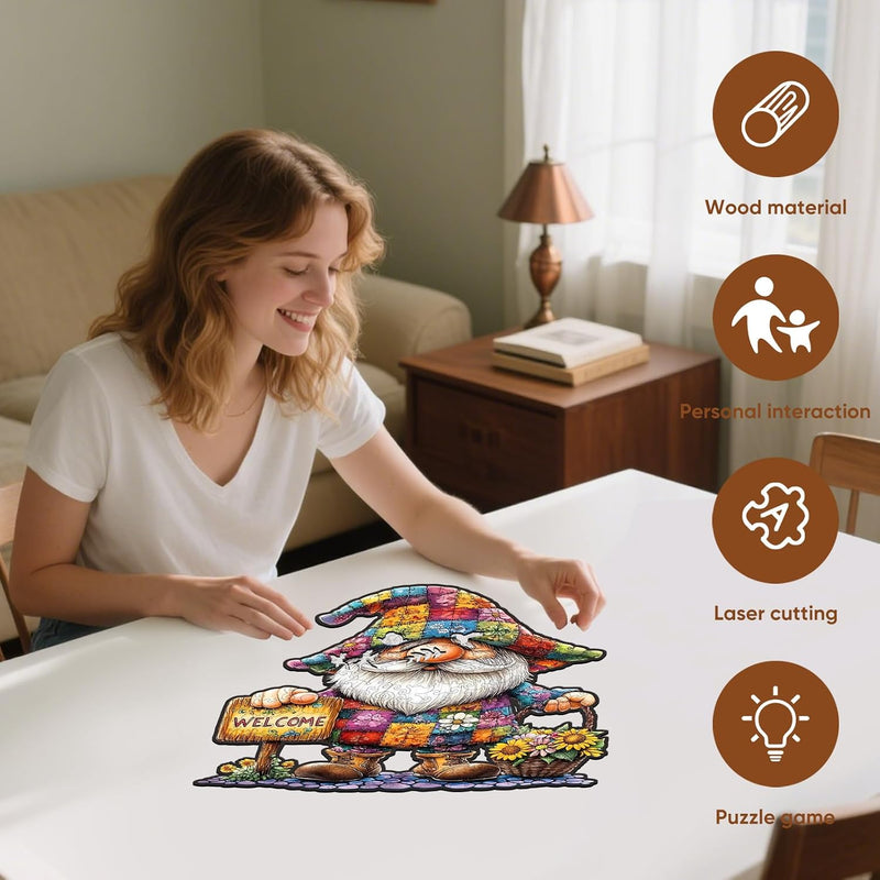Gnome & Sunflower Wooden Puzzle — detail 5