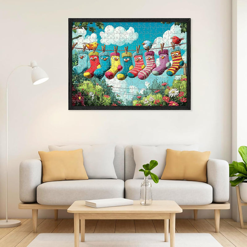 Whimsical Hanging Socks Outdoor Scene — detail 2
