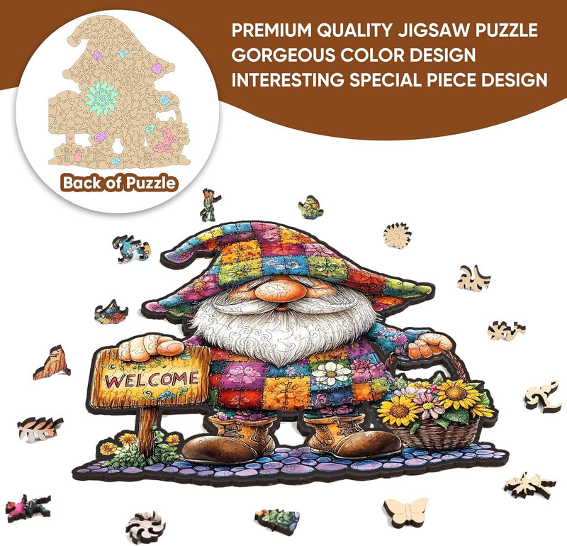 Gnome & Sunflower Wooden Puzzle — detail 3