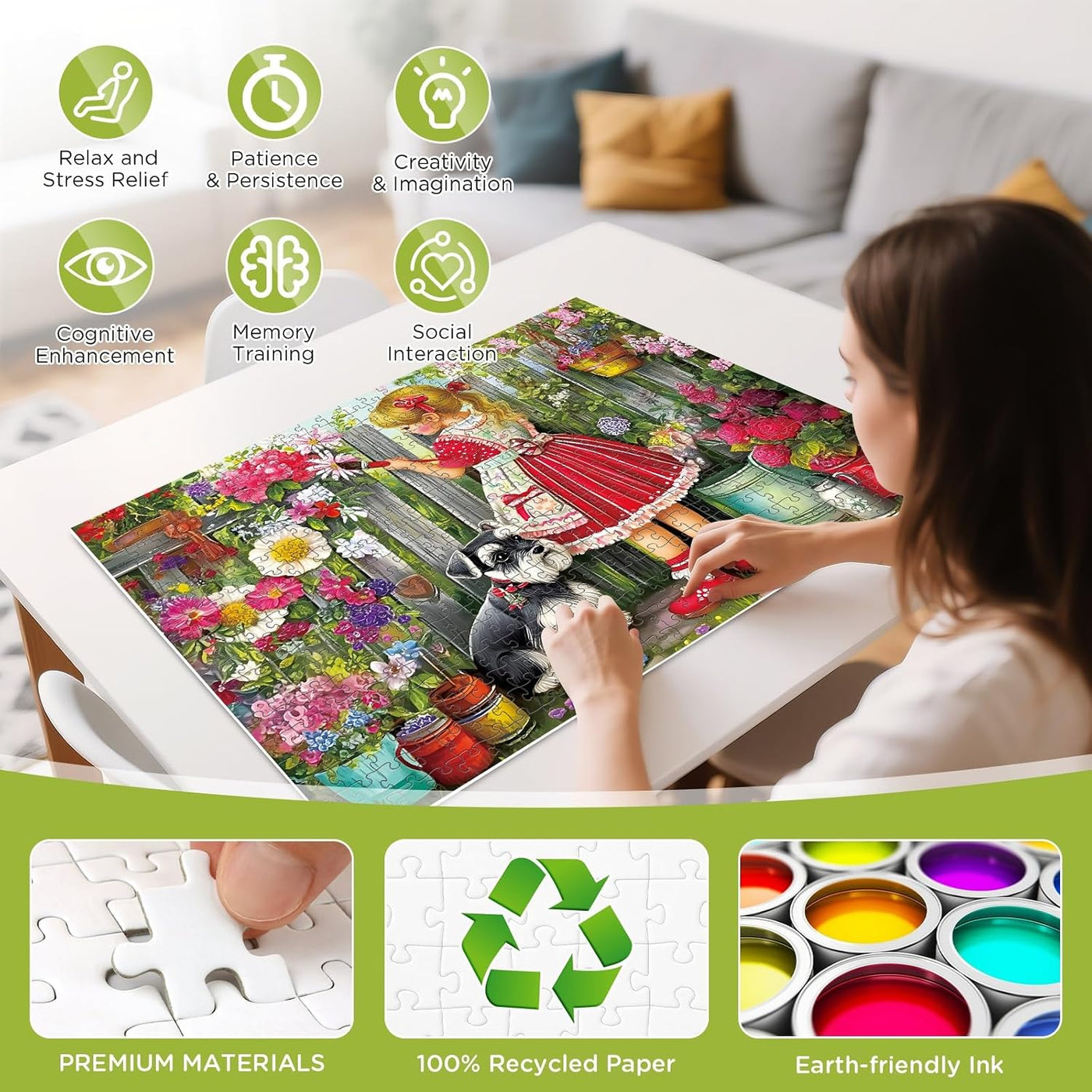 Beautiful Girl & Dog Garden — view 4