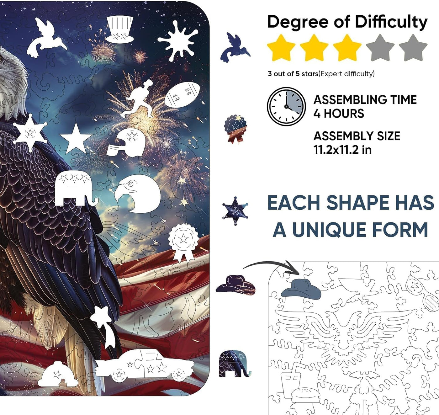 Reouinty Wooden Eagle Flag Puzzle — view 2