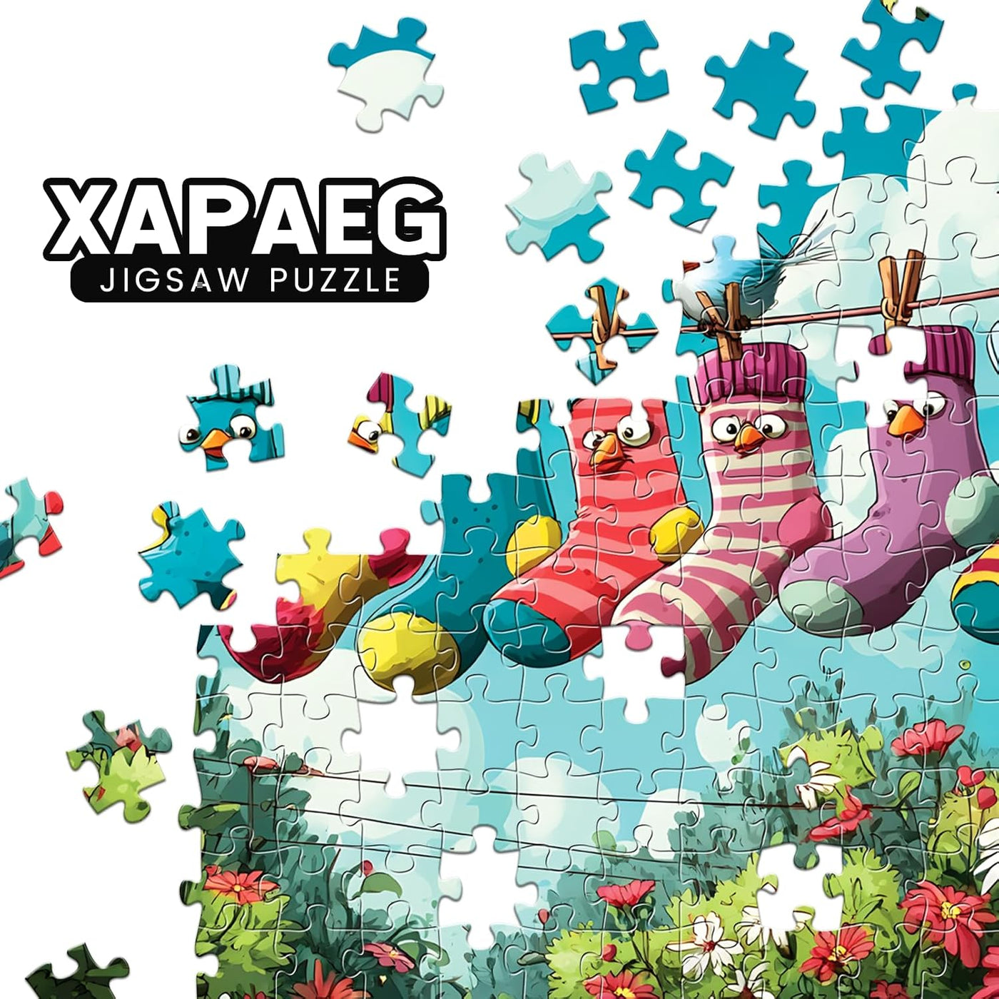 Whimsical Hanging Socks Outdoor Scene — view 7