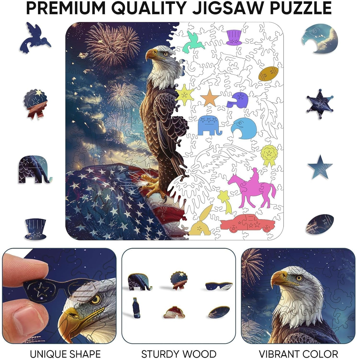 Reouinty Wooden Eagle Flag Puzzle — view 4