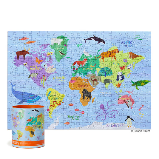 Animal World Map 250 Piece Kids Puzzle - World of Puzzle