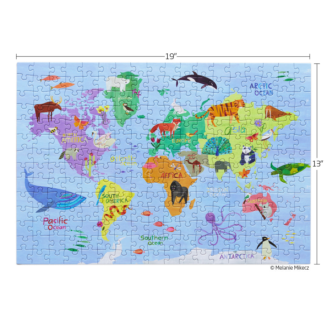 Animal World Map 250 Piece Kids Puzzle - World of Puzzle