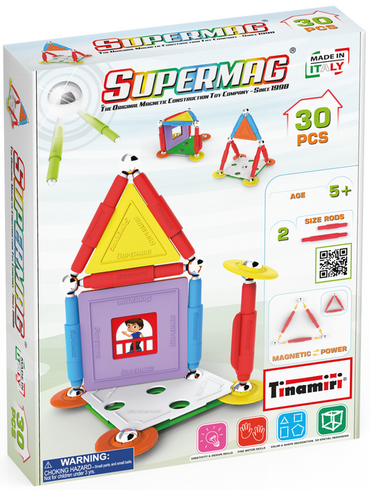 Tinamiri Supermag - House 30 - Magnetic Building Set, Educational construction fun, 30 piece set, Magnet Toys