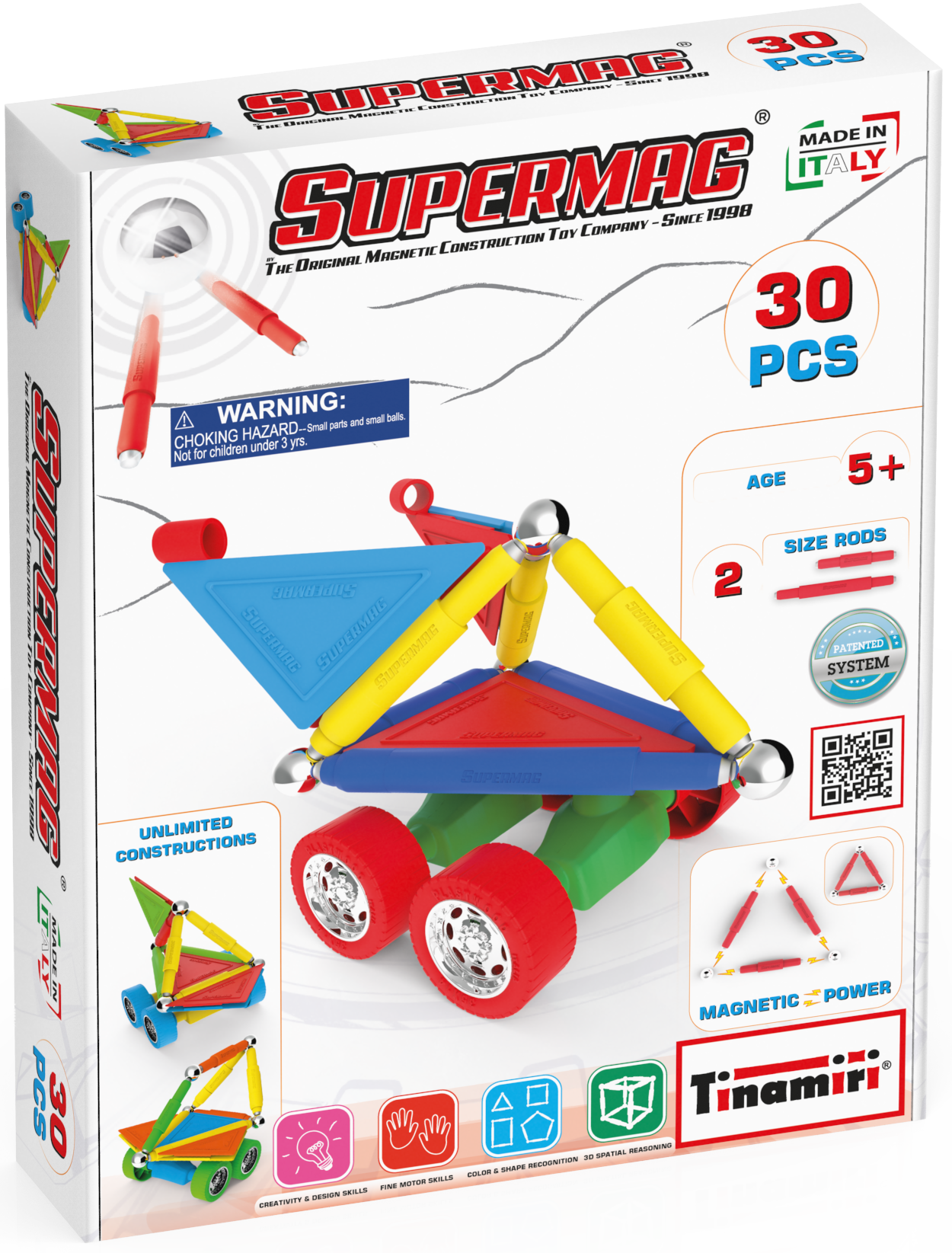 Tinamiri Supermag - Wheels 30 - Magnetic Building Set, Educational construction fun, 30 piece set, Magnet Toys