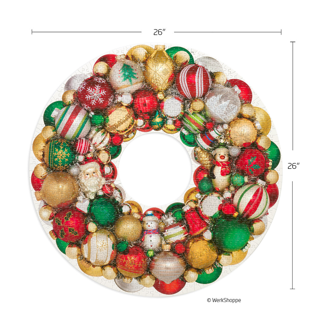 Holiday Ornament Wreath 1000 Piece Puzzle - World of Puzzle